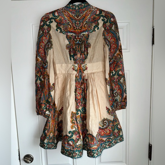 NWT ZIMMERMANN‎ size 0P 2P 2 petite Ottie Plunge paisley linen mini dress multi - Picture 4 of 9